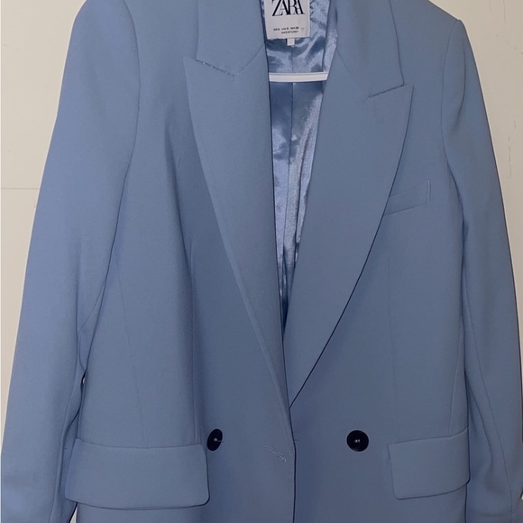 Baby blue oversized Zara blazer - Picture 3 of 5